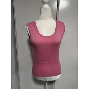 Caslon XS Pink Sleeveless Knit Top Ribbed‎ Waist Scoop Neck Casual Fall Winter